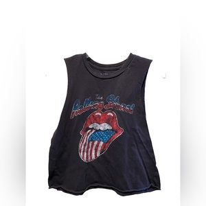 The Rolling Stones Distressed Medium Cropped Muscle Tank